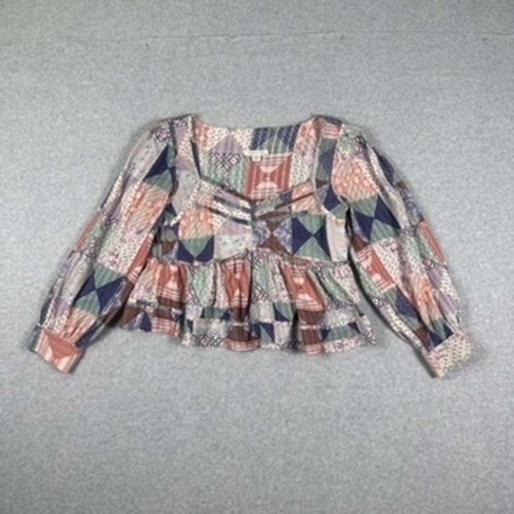 American Eagle Patchwork Peasant Blouse Multicolo… - image 16